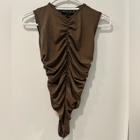 PLT Brown Rouged Tank Bodysuit - Picture 1 of 4